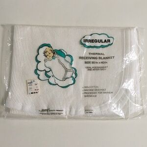 Baby Morgan White Receiving Blanket 100% Cotton Waffle 30 x 40 USA Made New